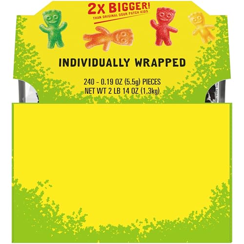 SOUR PATCH KIDS Big Kids Individually Wrapped Soft & Chewy Candy, Bulk Candy, 240 Count Box