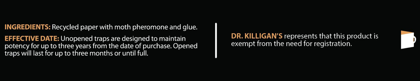 Dr. Killigan's Premium Double Potent Pantry Moth Traps with Pheromones Prime, Sticky Indian Meal Moth Traps for Kitchen, How to Get Rid of Moths in House, Organic Moth Pheromone Traps (6 Pack, Black)