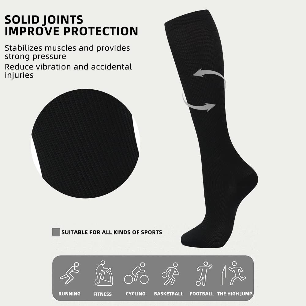 Odtmger 7 Pair Compression Socks for Women & Men 15-20 mmHg is Best Support for Athletic Running Cycling Nursing,Travel