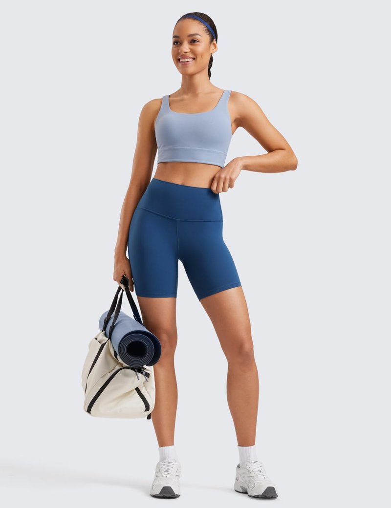CRZ YOGA ButterLuxe Biker Shorts 6" - High Waisted Workout Running Volleyball Spandex Yoga Womens French Navy Small