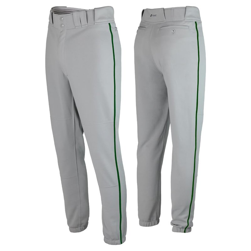SSK Showcase Collection Flex Bottom Adult Baseball Pants | Adult Sizes Solid & Piped (US, Alpha, Medium, Regular, Regular, Grey/Forest)