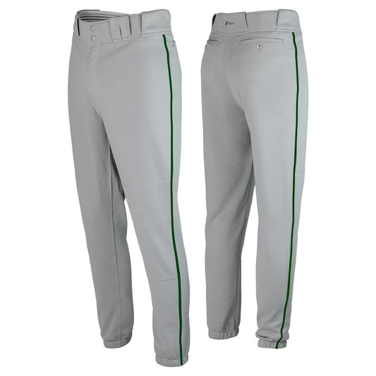SSK Showcase Collection Flex Bottom Adult Baseball Pants | Adult Sizes Solid & Piped (US, Alpha, Medium, Regular, Regular, Grey/Forest)