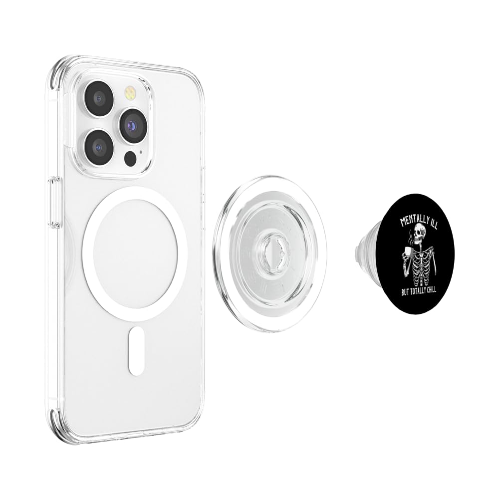 Skeleton Mentally ILL But Totally Chill Halloween Design PopSockets PopGrip for MagSafe