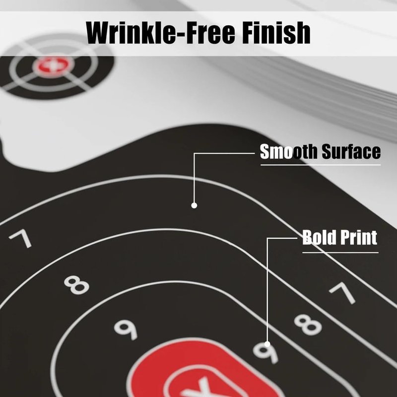 Silhouette Paper Shooting Targets - 50-Pack 14x22 Inch Red Bullseye for Handgun, Pistol, Rifle & Airsoft - Durable Crease-Resistant Design