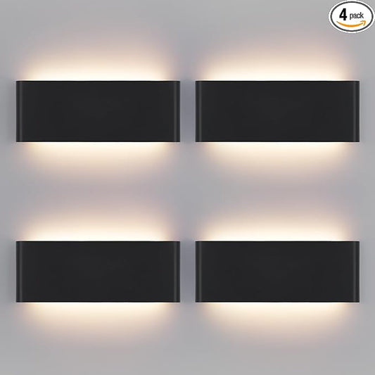 15"Modern LED vanity light,20W Dimmable 5 CCT (3000K-6500K) Adjustable Wall Lamp,Up and Down Wall Lighting,Indoor Wall Sconce for Bedroom,Staircase,Hallway,Dressing Table, 4Pack（Black）