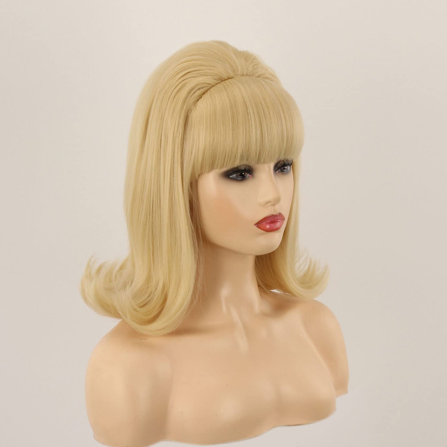 QACCF Blonde Beehive Wig 70s Pinup Pelucas 60s Beehive Style Vintage Look Halloween Costume Women Wig wtih Bang (Blonde)