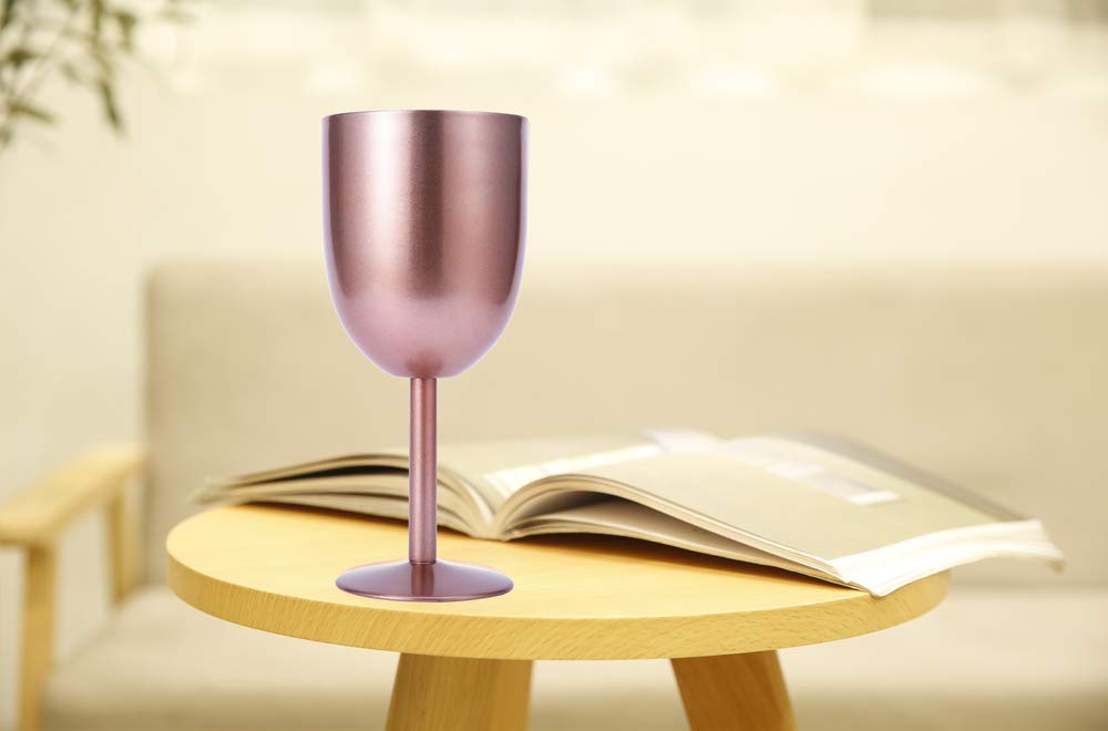 AMZUShome Stainless Steel Wine Glasses Cups.Double Walled Vacuum Insulated Wine Tumbler With Lid and Straw.Friendship,Christmas,Birthday Gifts for Women Men Friends Dad Mom(10oz Rose Gold)
