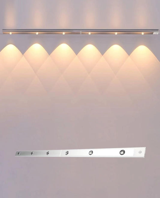 GARTO Led Under Cabinet Lights, Under Counter Closet Lighting with Motion Sensor, USB Rechargeable Battery Operated Cat's Eye Hill Corrugated Light Strip (32.5in-1Pack)