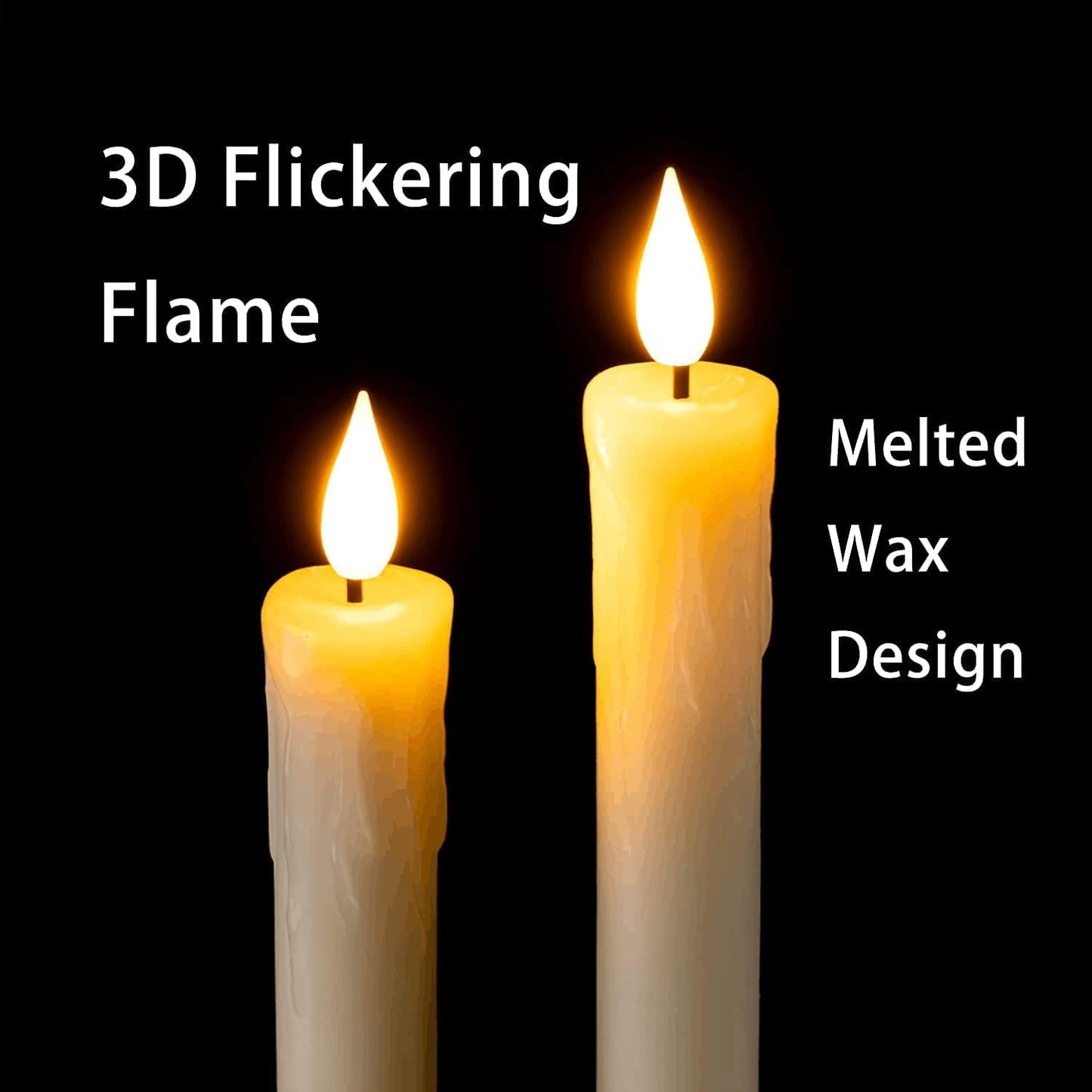 Homemory Real Wax LED Flameless Taper Candles with Remote Timer, 9.6 Inches Ivory Fake Candlesticks, Dripless Battery Operated Window Candle with 3D Flickering Flame for Fireplace Xmas Halloween