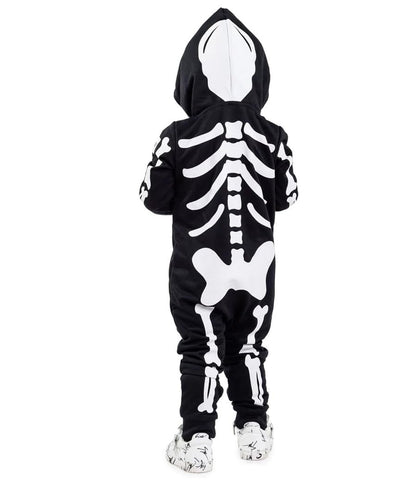 Tipsy Elves Kids Skeleton Halloween Costume Jumpsuit for Babies and Toddlers - Unisex Sizing - Spooky White Skeleton Halloween Costume For Boys and Girls Size 3T
