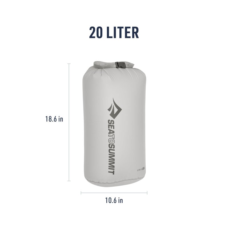 Sea to Summit Ultra-Sil Dry Bag, Ultralight Waterproof Dry Storage, 20 Liter, HighRise Grey