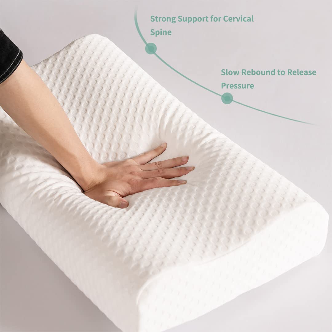 Good Nite Memory Foam Pillow Neck Support Pillows Orthopaedic Cervical Soft Deep Sleep for Side Sleepers and Back with Washable Cover 65 x 35 cm Standard Size White