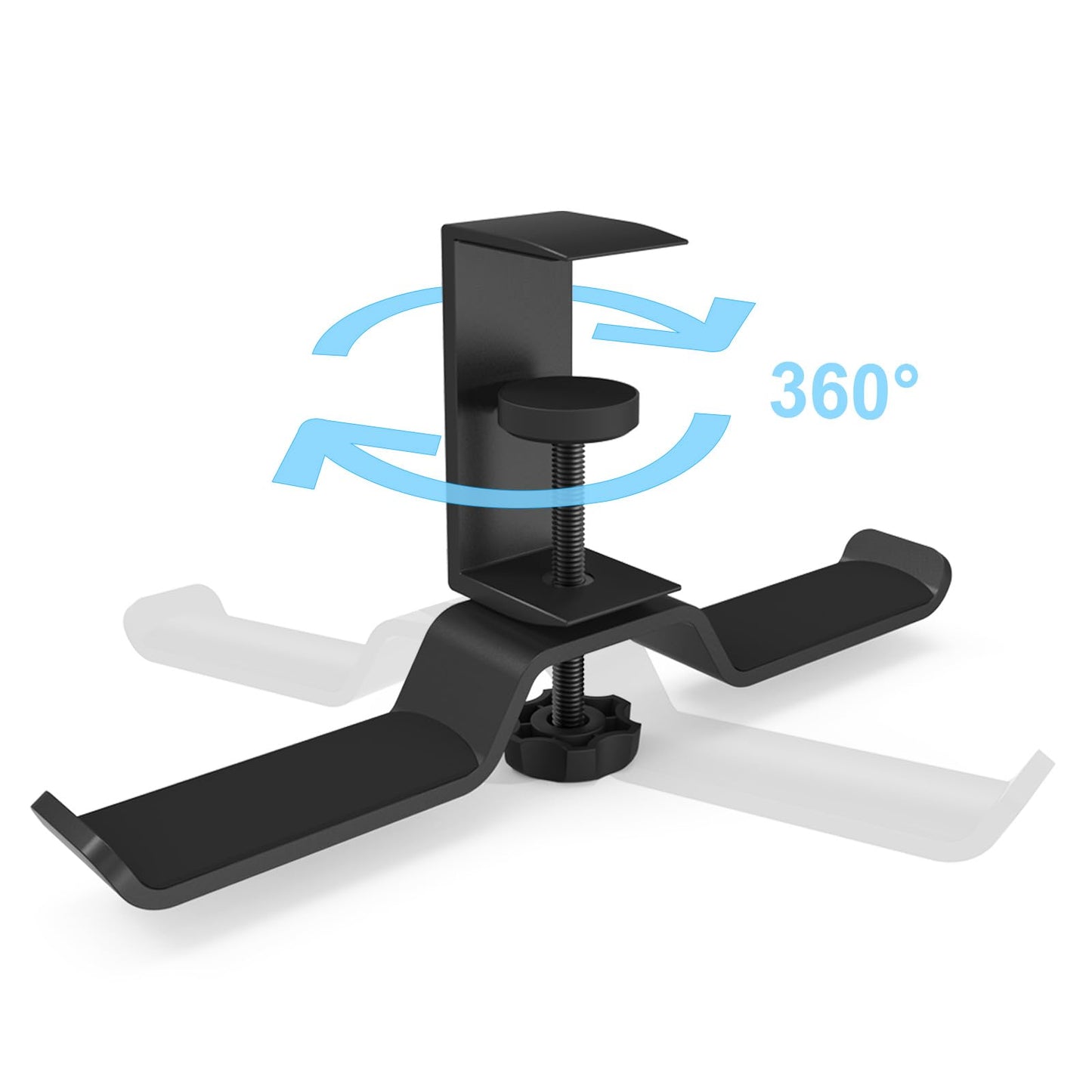 aceyoon Headphone Stand, Under Desk Hanger, Dual Headset Holder, Table Hook for Bag/Backpack/Gaming Headphone, 360 Rotatable, Black