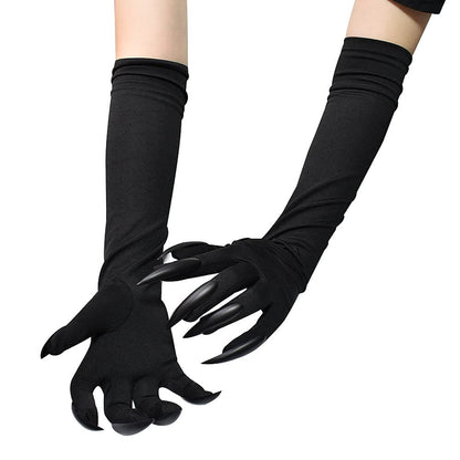 Halloween Costume Paw Gloves Long Fingernails Black Party Gloves Cat Claws Halloween Prop Wolf Claws Glove Cosplay Costume