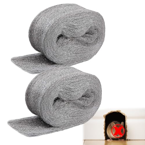 2 Pack Steel Wool for Mice Control, 3.2" x12 ft Wool, Gap Filler for Home & Garage, DIY Bundle