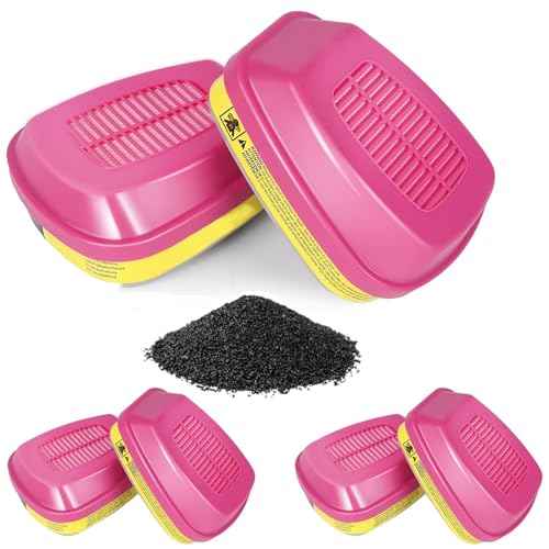 60923 Respirator Cartridge, Particulate Filter, for Half and Full Face Pieces, Effective Filtering Organic Vapors, Acid Gases and Particulates,3 Pair for Manufacturing, Laboratory, Construction