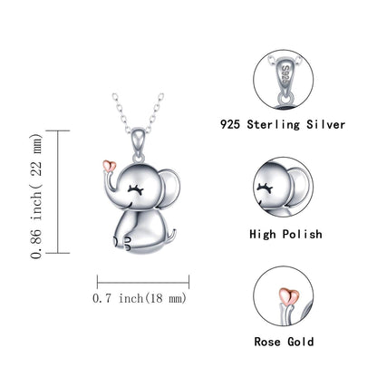 MANBU Sterling Silver Cute Elephant Necklace Good Luck Animal Pendant Wildlife Holiday Jewelry Gift for Elephant Lovers