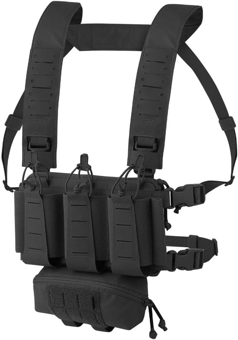 KRYDEX Tactical Chest Rig - Triple Elastic 556 Magazine Pouch with GP & Mini Drop Pouch | Adjustable Harness
