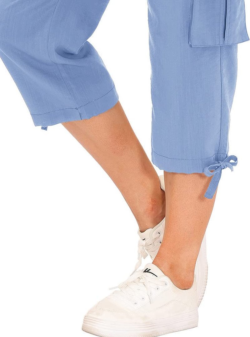 MoFiz Women's Hiking Cargo Shorts Quick Dry Lightweight Athletic Capri Pants for Camping Jogger with Pockets