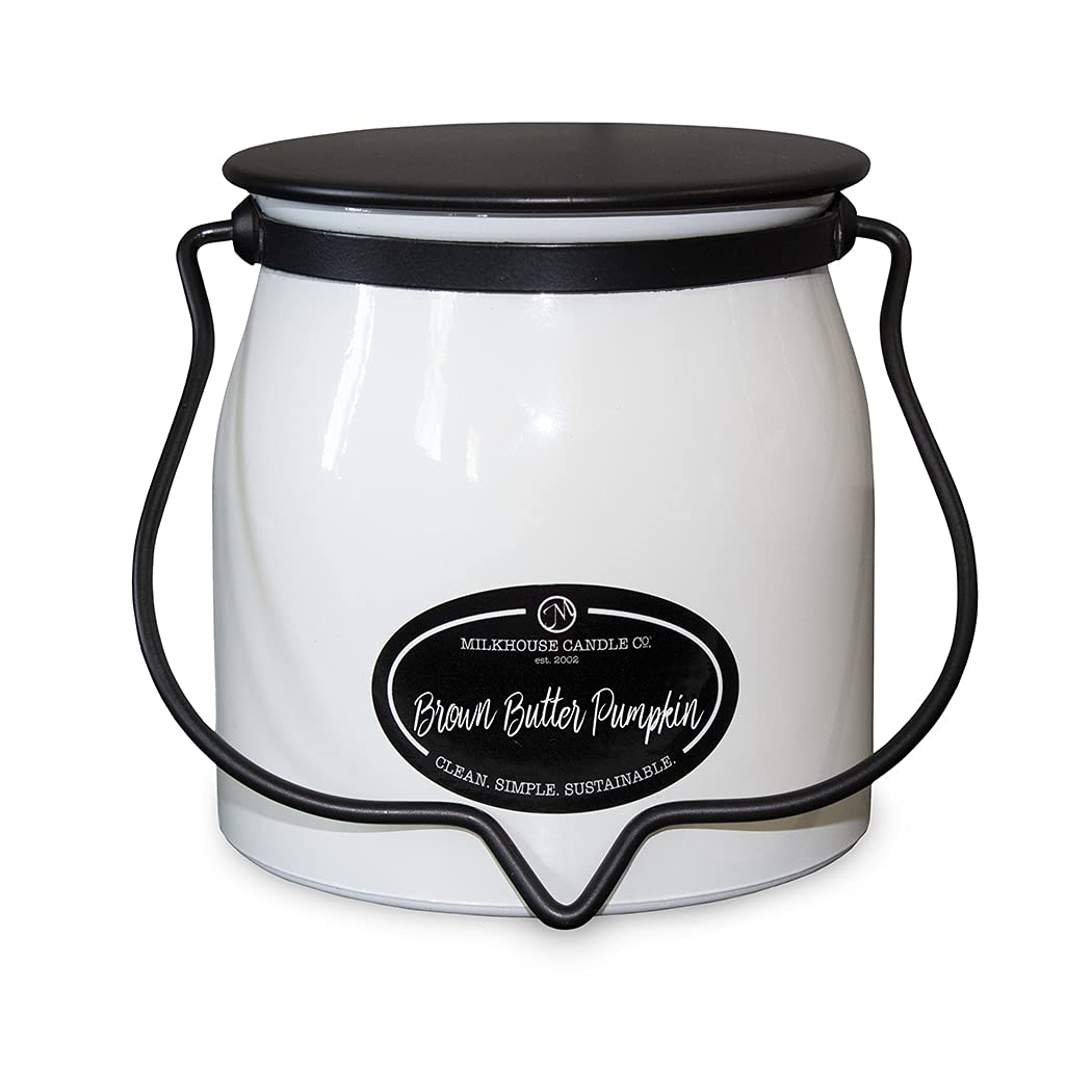 Milkhouse Candle Company - Brown Butter Pumpkin - 16oz Creamery Collection - Double Cotton Wick Soy Candles with Beeswax - Long Burn Time, Made in The USA - Non Toxic, Premium Scented Candles