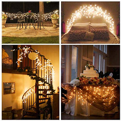 Toodour Christmas Icicle Lights Outdoor, 360 LED 29.5ft 8 Modes Fairy Icicle String Light with 60 Drops, Led Christmas Lights Twinkle for Holiday, Party, Wedding, Eaves, Xmas Decorations (Warm White)