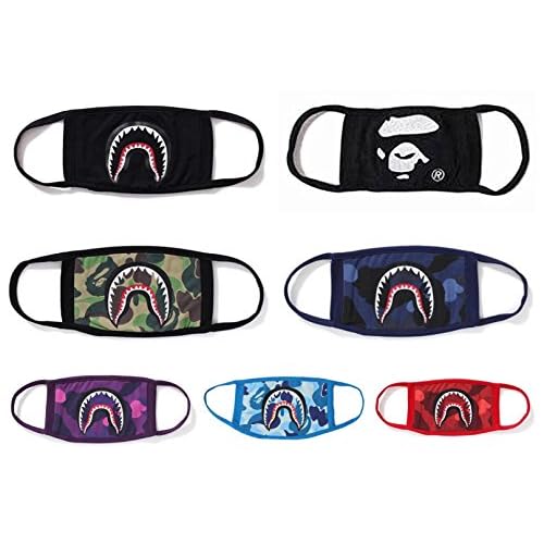 7-pack shark patterns Cotton dust masks,cotty mask funny Anti-dust Face mask,Ski Cycling Camping Half Face Mouth Masks