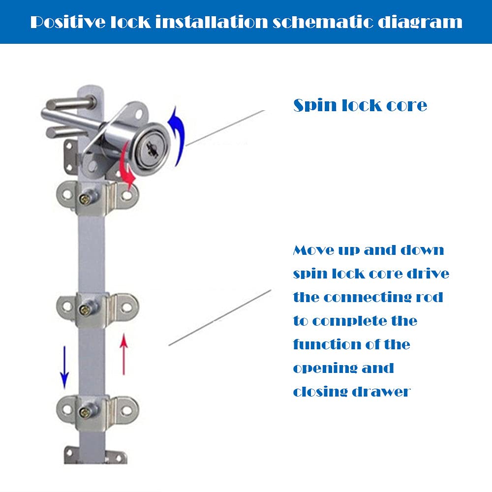 2 Piece Cabinet Plunger Lock Furniture Desk Drawer Plunger Lock Cupboard Cam Lock with Key for Filing Cabinets Wardrobe Display Cabinet Furniture