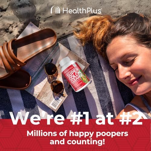 Health Plus Super Colon Cleanse 60 Day Supply of Gentle Gut Cleanse Detox, Psyllium Husk, Probiotics for Constipation Relief & Digestive Support, 240 Capsules