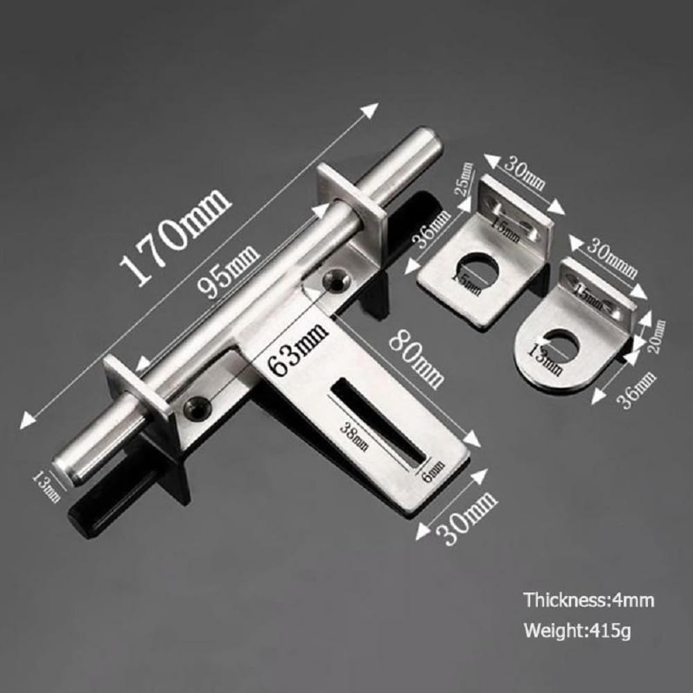 DINGCHI Sliding Bolt Security Lock Throw Lock Heavy Duty 304 Stainless Steel Barrel Door Bolt with Hole Brushed Finish