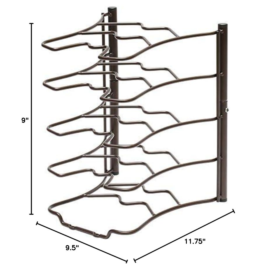 Deco Brothers Pan Organizer Rack for Kitchen Cabinet and Counter, Bronze