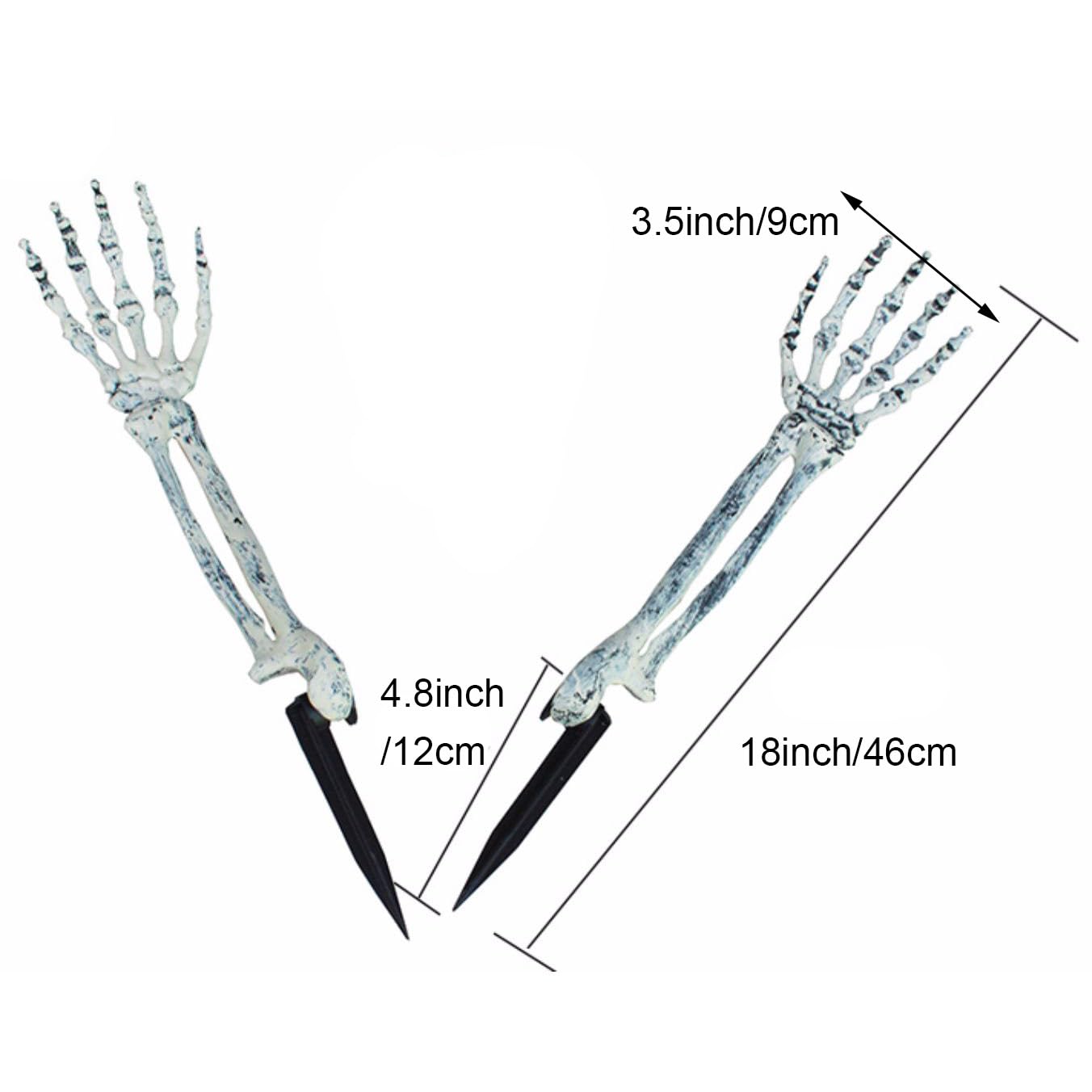 AOFOX Halloween Realistic Skeleton Stakes Zombie Ghost Arm Stake Severed Plastic Skeleton Hands Yard Signs for Lawn Stakes Garden Halloween Props Decoration (6 Pcs White&Black)