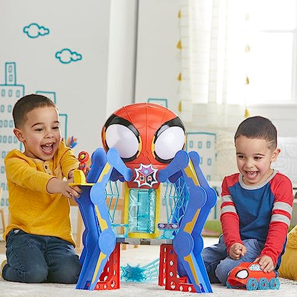 Spidey and His Amazing Friends Web-Spinners Web-Quarters, Kids Playset with Action Figure, Vehicle, and Accessories, Marvel Super Hero Toys, Ages 3 and Up
