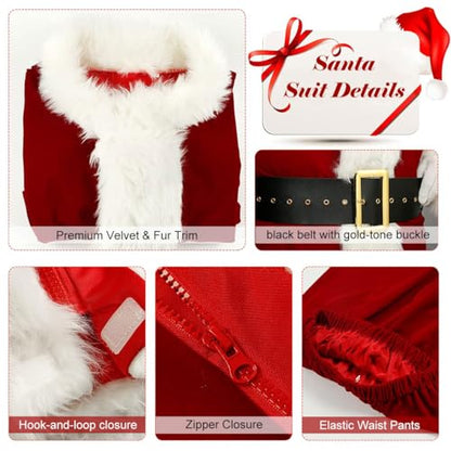 dgdgbaby Santa Claus Costume for Men Women Adult - 9pc. Deluxe Costume Santa Suit Outfit