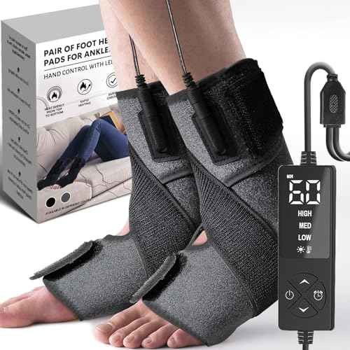 sticro 1 Pair Ankle Heating Pad for Feet Achilles Tendonitis Relief, Heated Ankle Brace Foot Heating Pad Wrap for Sprained Ankle, Arthritis Foot Heel Pain Relief (Gray)