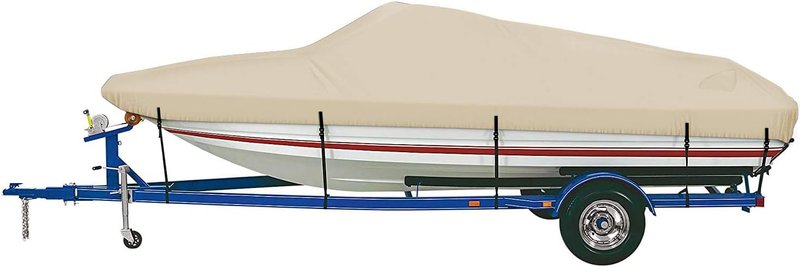 Trailerable Boat Cover - 16'-18.5' Heavy Duty 800D Waterproof | Fits V-Hull, Fishing & Runabout Boats