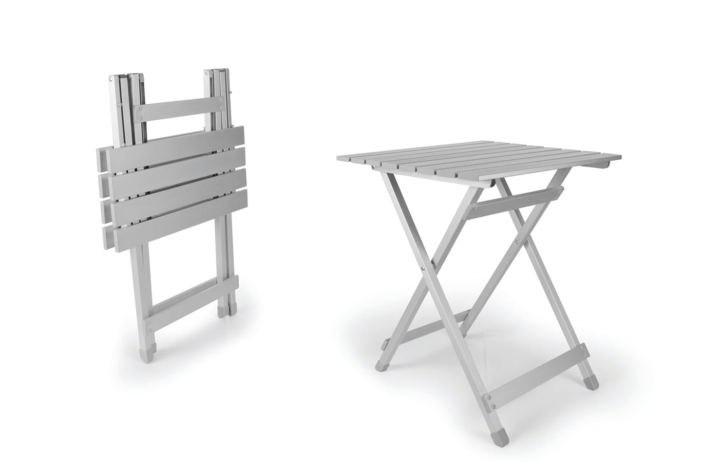 Camco Large Aluminum Side Table - Features Easy Setup & Supports Up to 110lbs - 19.5 L x 20” W x 24.25” H - Great for Camping, RVing & More - Folds to 2” (W) for RV Storage and Organization (51891)