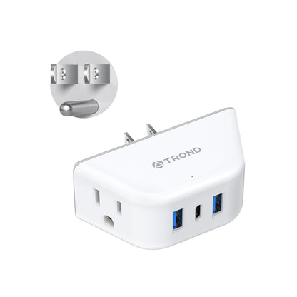 TROND Multi Plug Outlet Extender 2 Pack - Electrical Wall Splitter, 3 Way Angled Wall Outlet Adapter, Cruise Essentials, Small Multiple Plug Expander for Cruise Ship Home Office Dorm Room, White