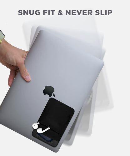 Afterplug 2-Pocket Adhesive Pouch for Laptop, Compatible with External Portable SSD, Magic Mouse, USB Cable and More - Black