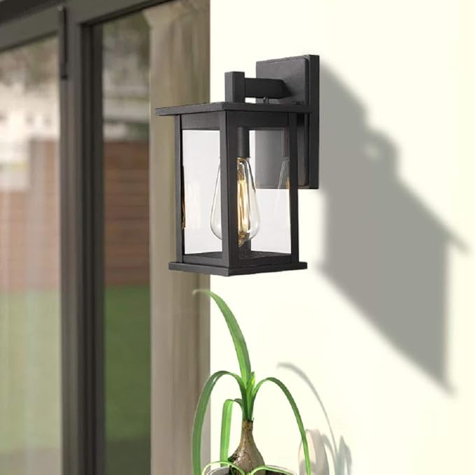 Bestshared Outdoor Wall Scone, Outdoor Wall Mounted Light Indoor Single Light, Outdoor Wall Lighting Fixture, Exterior Wall Lantern with Clear Glass