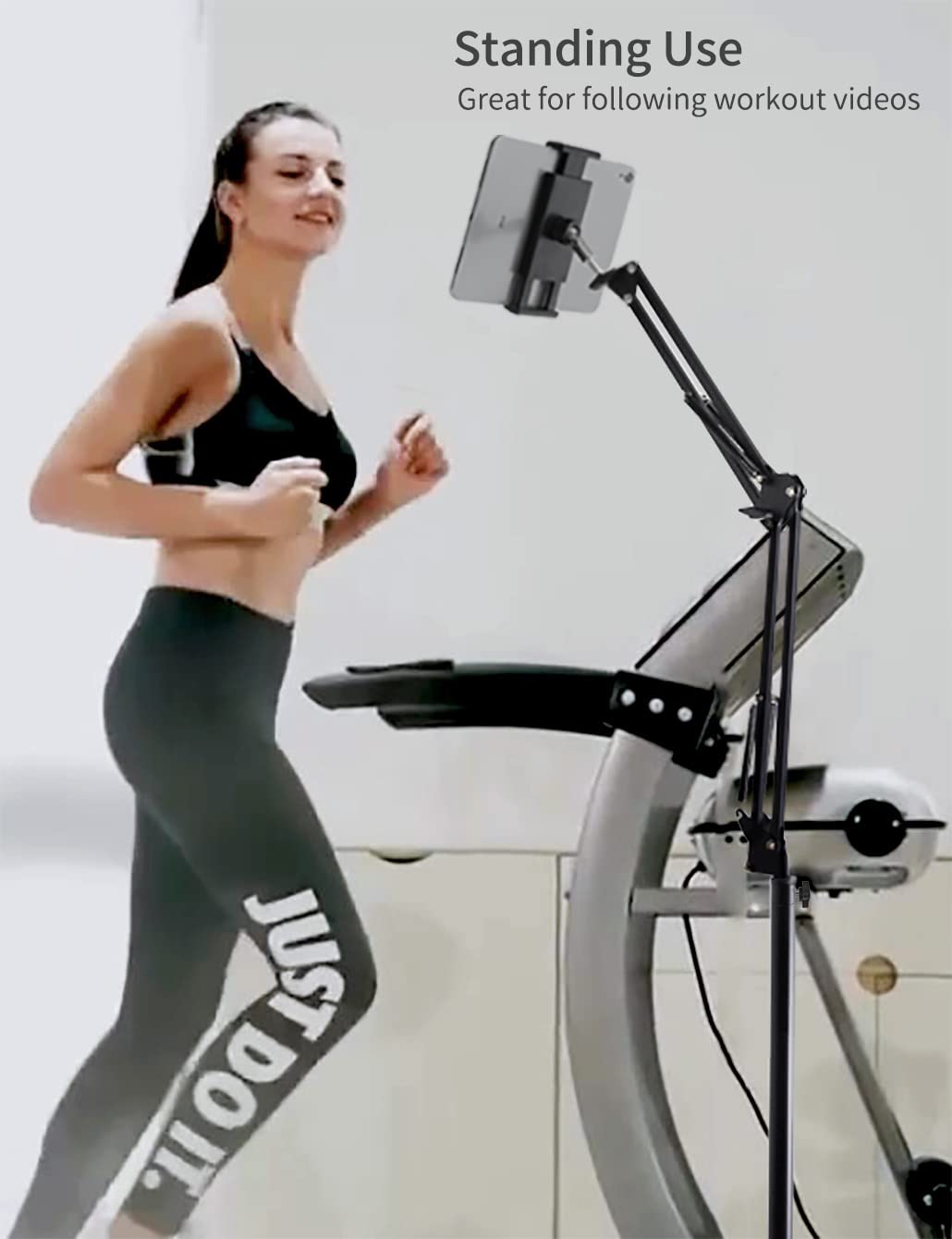 BluuSuuk Tablet Floor Stand with Double Weight Base, Overhead Bed Phone Mount Height Adjustable Arm Stretchable Stand Holder, Compatible with iPad Mini Air Pro, Galaxy Tab, Kindle, Switch, Cell Phones