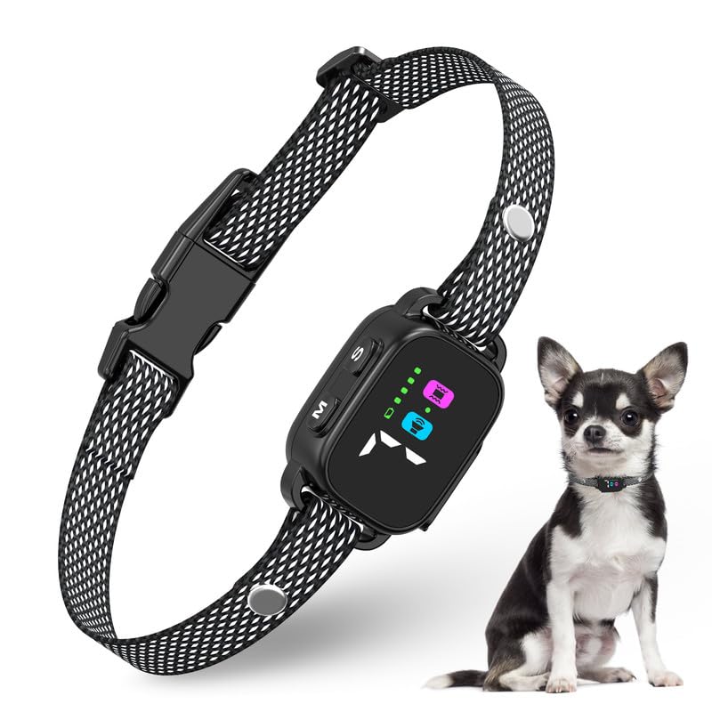 RICIVI Anti-Bark Collar for Small Dogs, No Shock Anti Barking Collars with 7 Sensitivities, 3 Adjustable Modes Beep & Vibration, IP67 Waterproof - Effective & Humane Small Dogs Bark Collar, Dark Black
