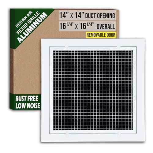 Fits 14x14 Duct Opening | Aluminum Eggcrate Return Air Filter Grille | Low Noise-High Air Flow, Rust Free Vent Cover for Sidewall&Ceiling | Rem. Door | White | Out. Dim: 16 1/4"W X 16 1/4"H