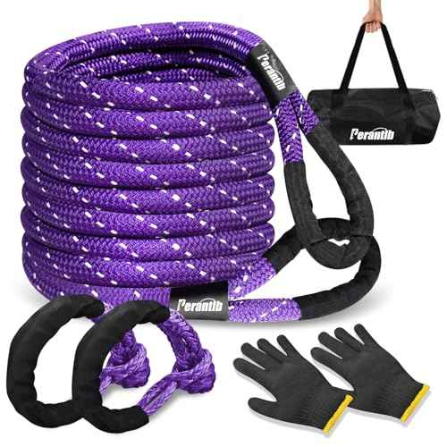 Kinetic Energy Recovery Rope 1" x 30ft,with Soft Shackle and Glove£¬Linetic Light Reflecting Tow Rope for 4WD Pick Up Truck, SUV, ATV, UTV