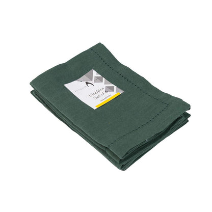 Penguin Home Hemstitched Pure Cotton Washable and Reusable Oversized Kitchen Cloth Napkins 6 Pack, Cloth Napkins for Table Dining, Events, Parties, Lunch - 50 x 50 cm, Solid Green, Set of 6 (GSM 190)