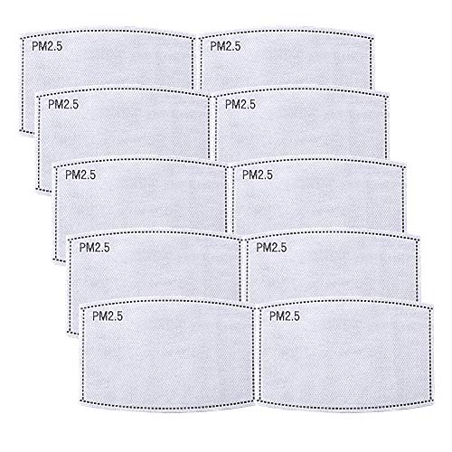 PM2.5 Activated Carbon Filter Replaceable 5 Layers Protective Filters Insert for Cotton Face Mask (10 Pieces)