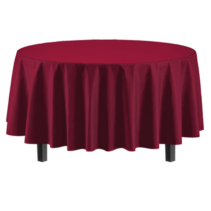Exquisite 12-Pack Premium Plastic 84-Inch Round Tablecloth, Burgundy