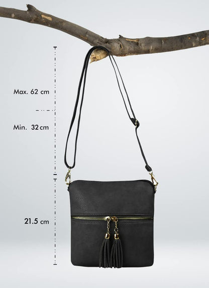Woodland Leathers Crossbody Bag, Faux Leather Small Shoulder Bag With Adjustable Strap, Women's Messenger Bag (Black)