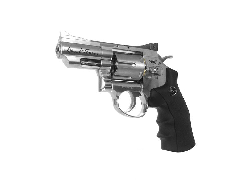 ASG Dan Wesson 2.5" Airgun - Double Action Trigger, Adjustable Rear Sight, Speed-Loader - .177 Cal/4.5mm CO2 BB Gun Pistols - 6 Cartridges, Silver