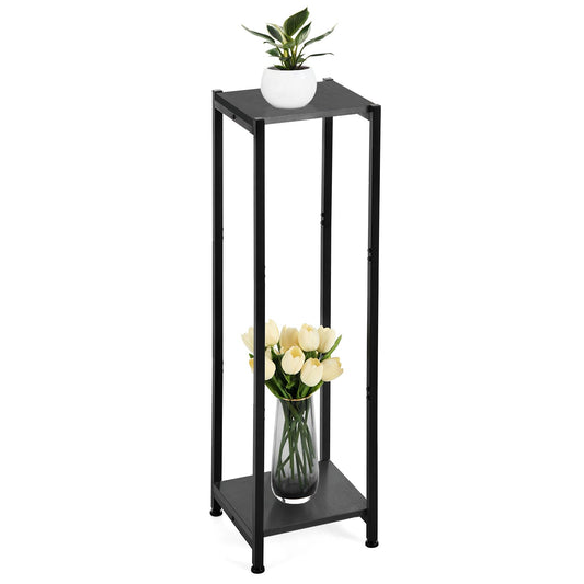 Dipion Extra Tall Plant Stand Indoor,40 Inch Plant Stands,2 Tier Metal Plant Stand with Heavy Duty Wood,Black