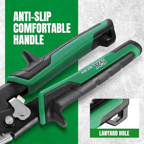 SK Aviation Tin Snips Set, Left, Right and Straight Cut, Cr-Mo Steel Blade, Anti-slip Handle and Safety Latch, for Cutting Sheet Metal